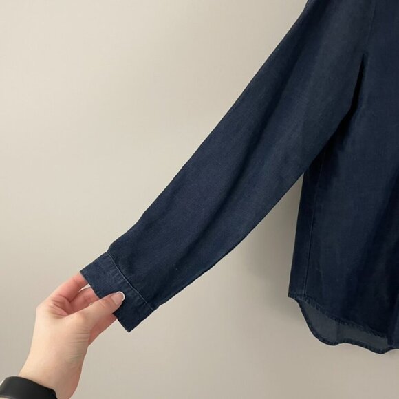 Anthropologie Cloth & Stone Chambray Long Sleeve Popover Top Size Medium - Picture 5 of 6